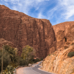 Atlas Mountains landscape with winding roads and scenic views in Morocco